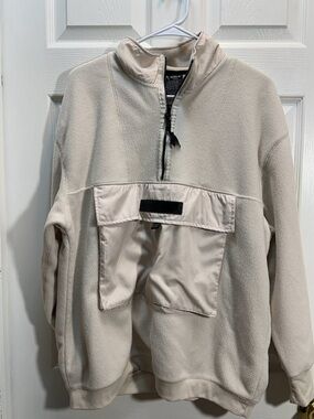 Men's Beige Half-Zip Fleece Pullover